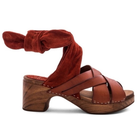 Free People | Women’s rust Emmy suede leather criss cross bridge strap clogs sz7 - Picture 4 of 16